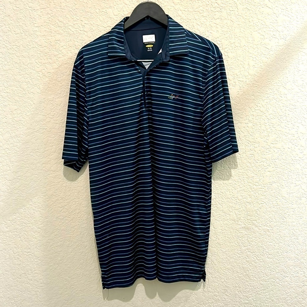 Greg Norman polo size xlTG navy with green stripes